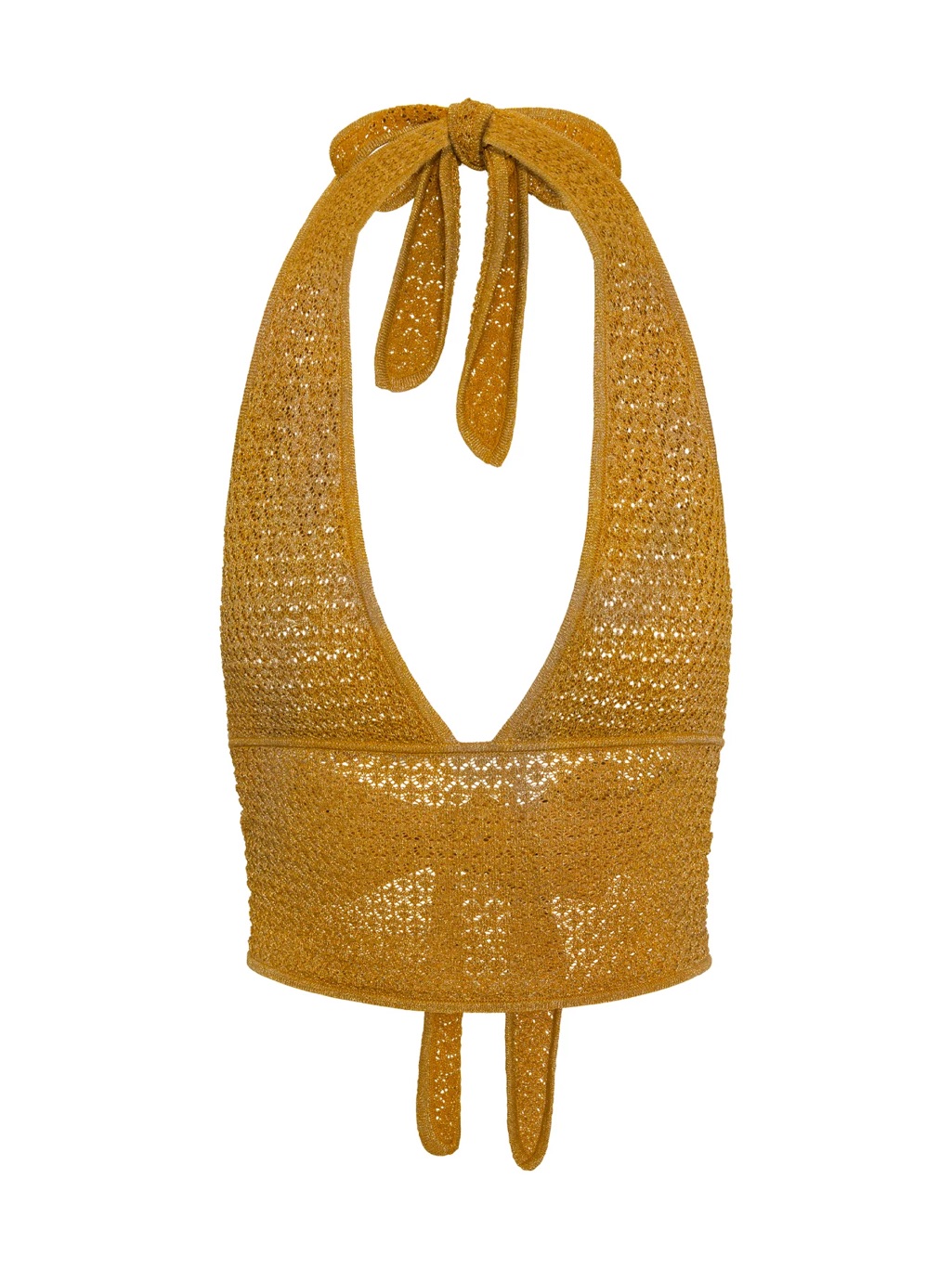 Monday Swimwear Antique Gold Crochet Halter Top